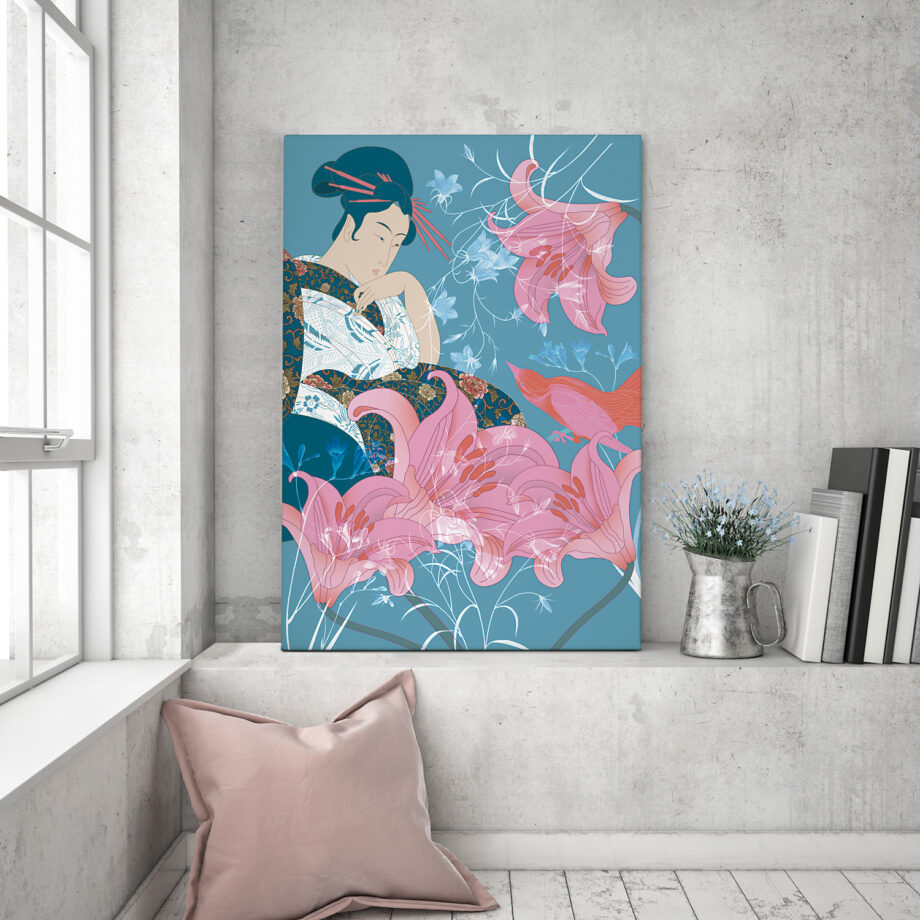 quadro-tela-fiori-rosa-giapponesi-wall-decor